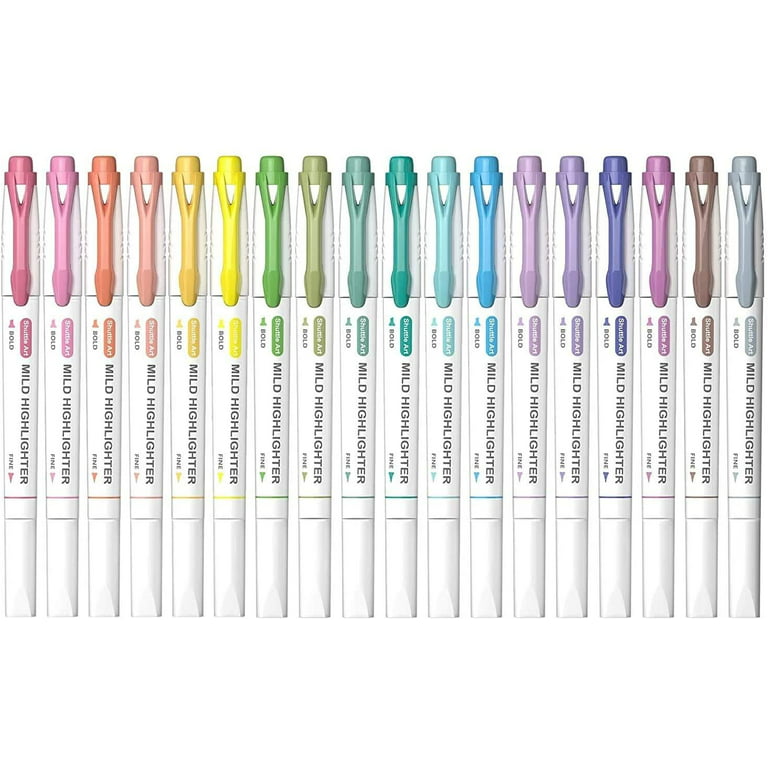 Highlighters, 18 Colors Pastel Highlighter Pens Assorted Colors, Dual Tip  Mild Color Highlighter Markers, Perfect for Teens, Kids and Adults  Coloring, Underlining, Highlighting by Shuttle Art 