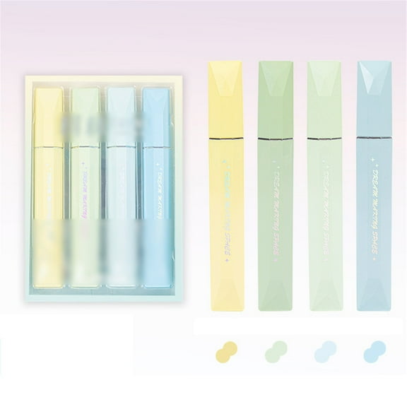 Highlighters, 4 Pcs Aesthetic Highlighters, Cute Pastel Highlighters Set, Glitter Aesthetic Cute Markers, Highlighters Mild Assorted Colors with Soft Chisel Tip for Journal Planner Notes Office