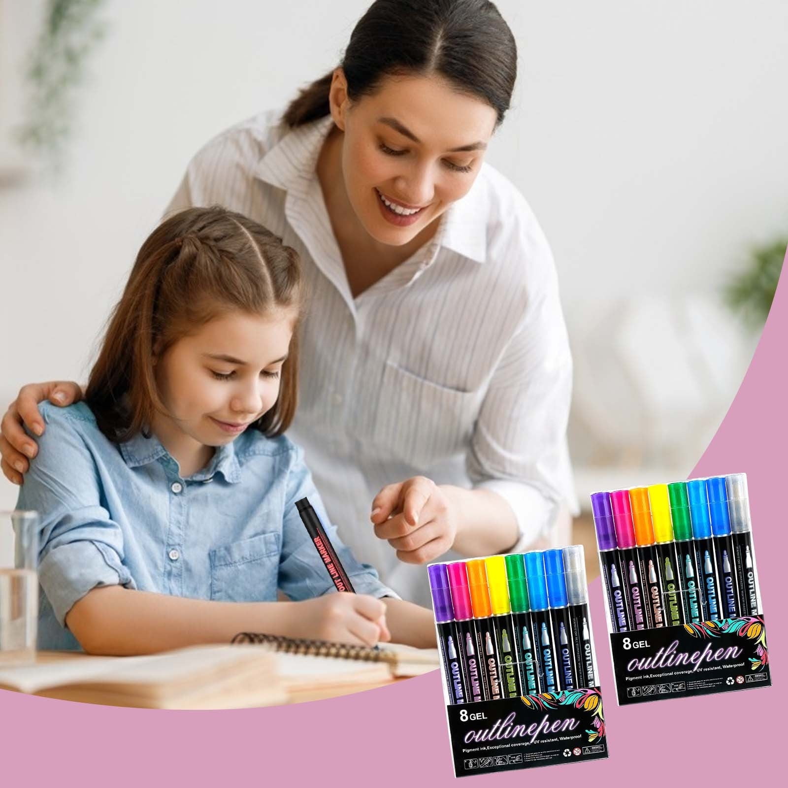 36-Color Dual Line Outline Markers – Metallic Self-Outlining Pens For Art, Cards & Crafts