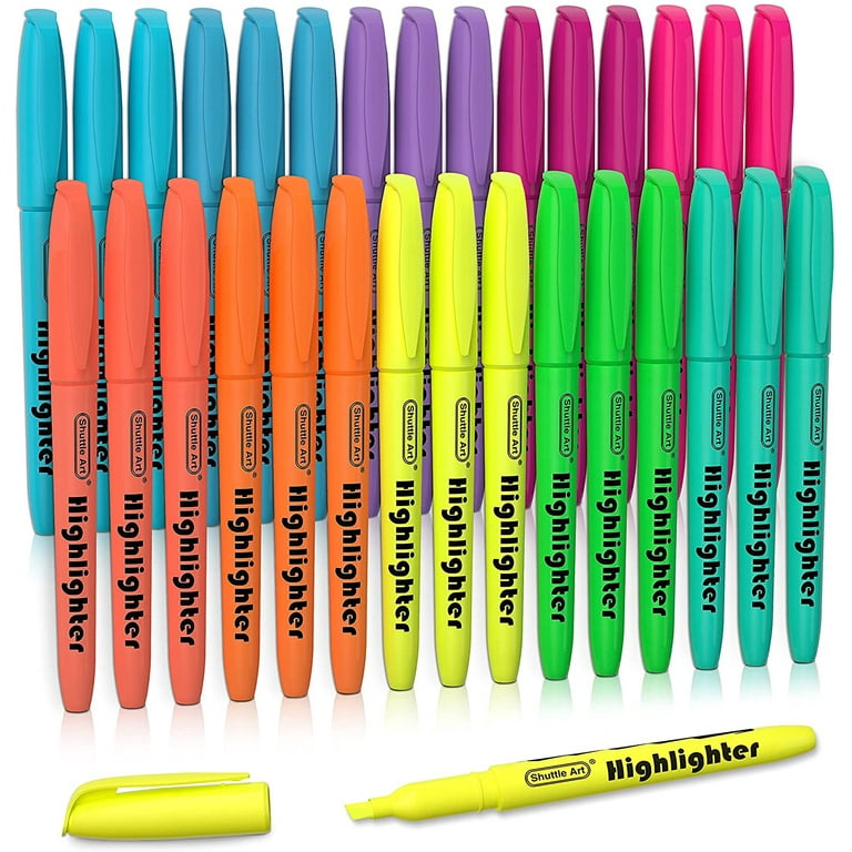 Shuttle Art Highlighters, 30 Pack, Assorted Bright Colors, Chisel