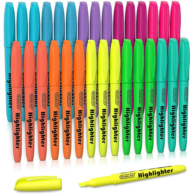 Shuttle Art Highlighters, 18 Colors Pastel Highlighter Pens Assorted Colors, Dual Tip Mild Color Highlighter Markers, Perfect for Teens, Kids and Adul