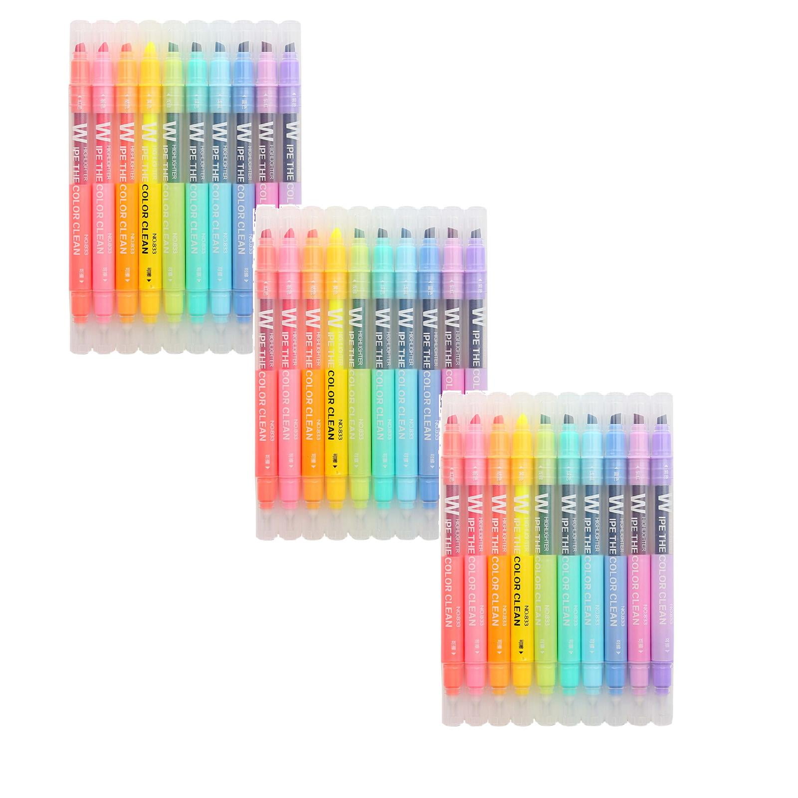 Highlighters, Student Stationery, Qyaukm 10 Colors Erasable Highlighters Assorted Colors Wide and Friction Highlighters Marker Set for Highlighting in Student 2Ml Cool Pens, 3 Sets (30X Highlighter)