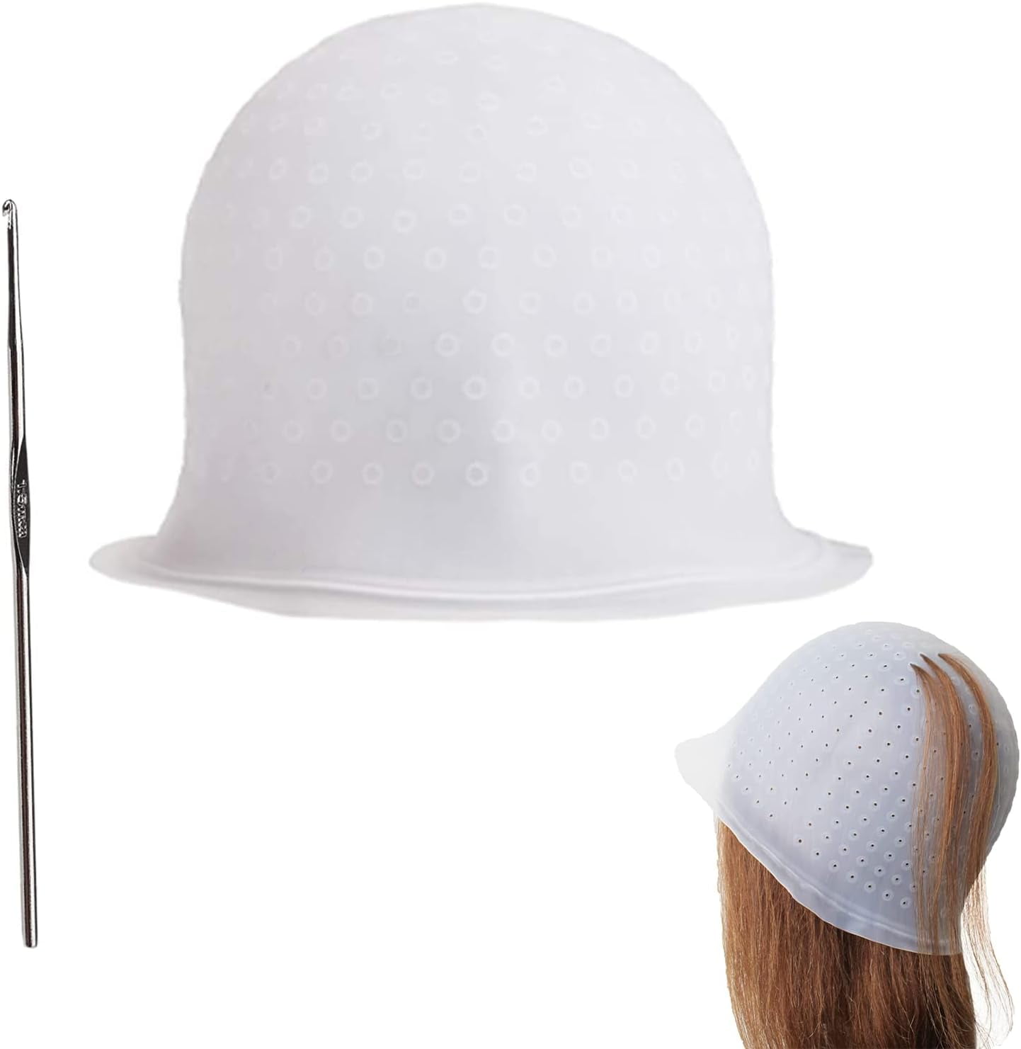 Highlighting Frosting Cap Half Arc Holes Highlighting Cap Silicone Hair Highlighting Cap For DIY Salon with Hair Hook for Color Hair Salon