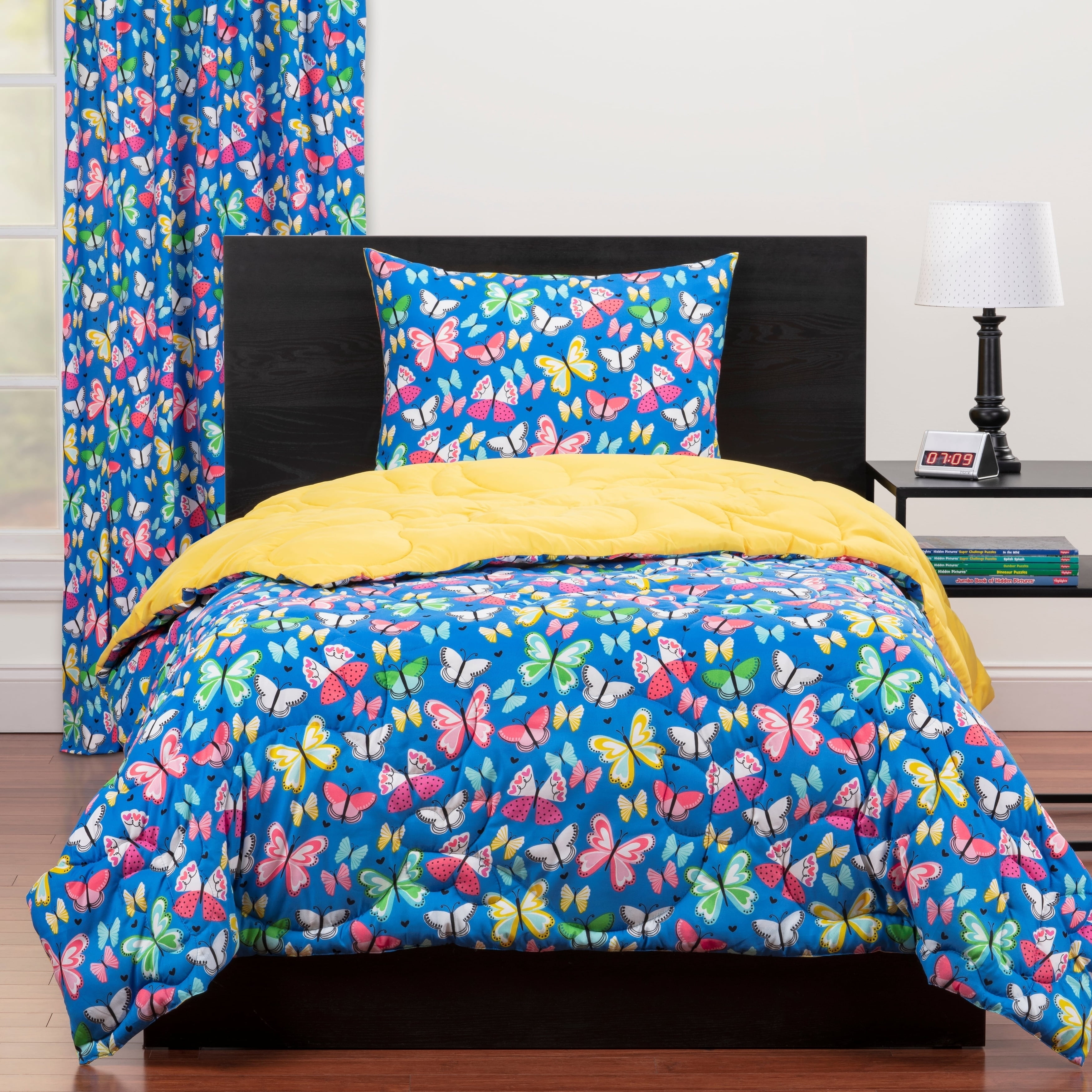Highlights Brilliant Butterflies Reversible Comforter Set Full - Queen 3 Piece
