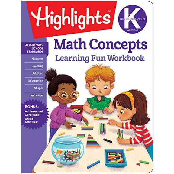 Pre-Owned Highlights Learning Fun Workbooks Kindergarten Math Concepts, (Paperback)