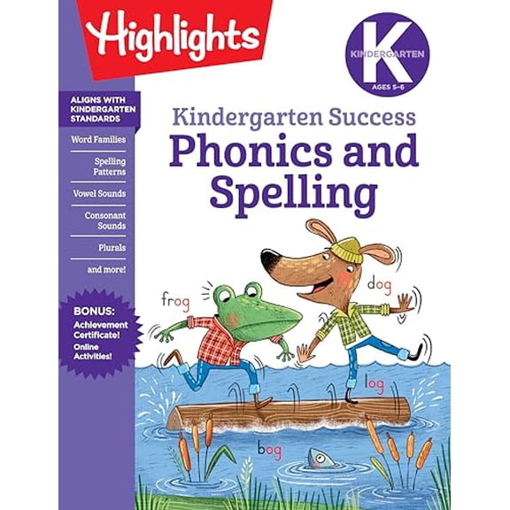 Pre-Owned Kindergarten Phonics and Spelling Learning Fun Workbook (Paperback) by Highlights Learning (Creator)