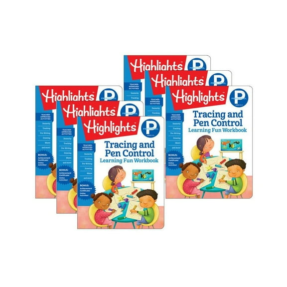 Highlights Learning Fun Workbooks, Preschool Tracing and Pen Control, Pack of 6