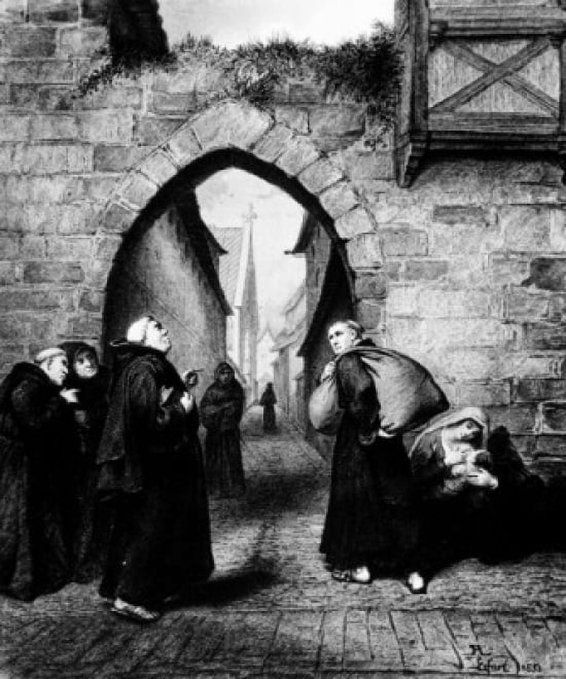 Highlights of the Life of Martin Luther Humiliation Autumn 1505 by Pierre Antoine Labouchere (1807-1873) Canvas Art - Pierre Antoine Labouchere (18 x 24)