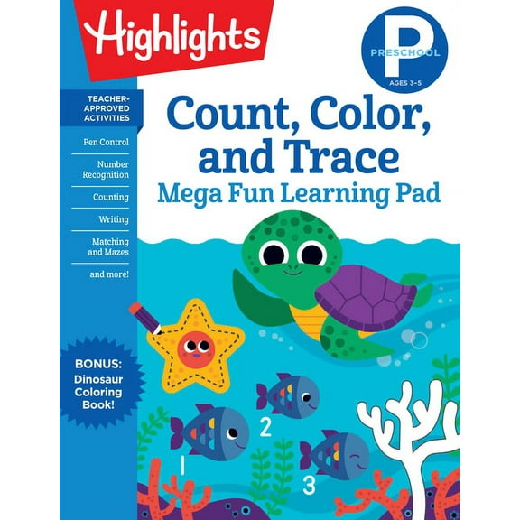 Highlights Mega Fun Learning Pads: Preschool Count, Color, and Trace Mega Fun Learning Pad (Paperback)