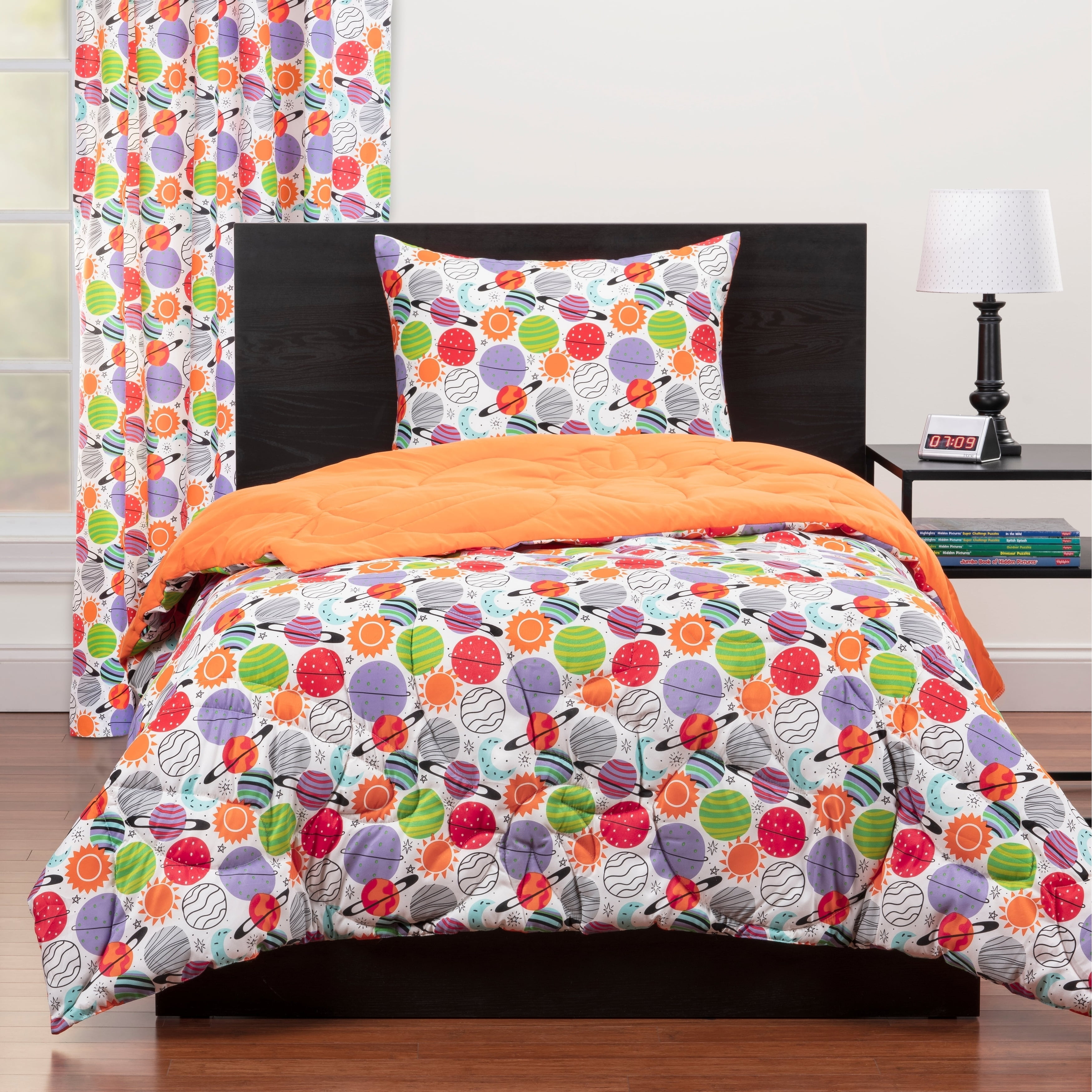 Twin Reversible Microfiber Planets Comforter Set with Pillowcase