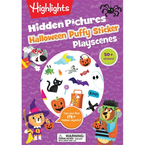 Pre-Owned Highlights Puffy Sticker Playscenes: Halloween Hidden Pictures Puffy Sticker Playscenes : 50+ Stickers! Can You Find 175+ Hidden Objects? (Paperback)