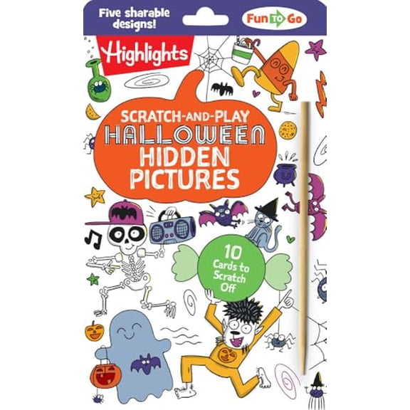Pre-Owned Scratch-And-Play Halloween Hidden Pictures: Halloween Gift for Kids Ages 6 and up Featuring 10 Scratch-Off Hidden Pictures Cards with a Stylus for on-the-Go Halloween Activities (Paperback)
