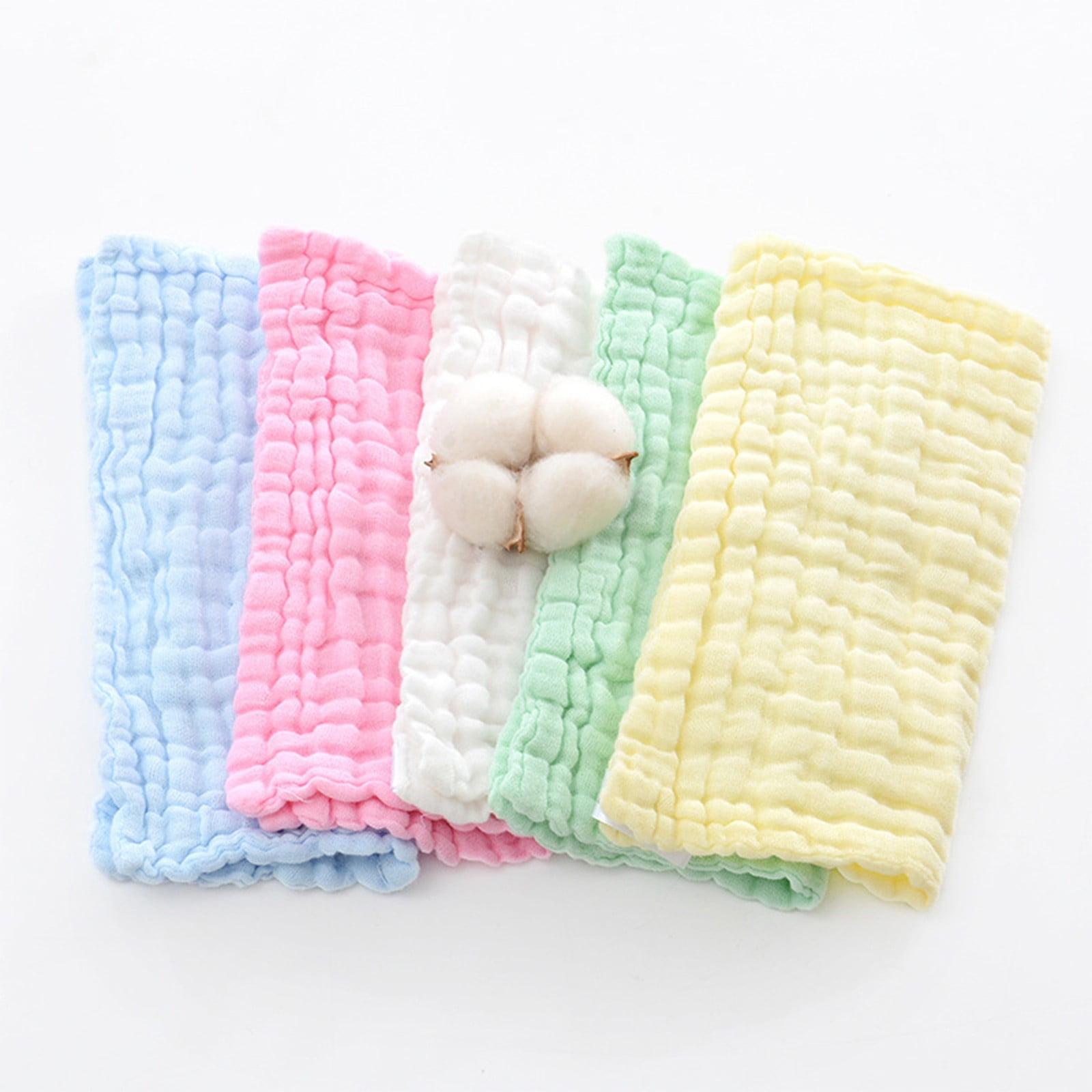 Highly Absorbent Baby Muslin Washcloths 5Pcs Soft Face Cloths For