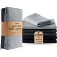 thumbnail image 1 of Highly Absorbent Cotton Dish Towels for Drying - Set of 2+2+2 - Light Gray + Dark Gray + Black Kitchen Towels - 18"X28" Lint Free Waffle Weave Cloth Linen Hand Bathroom Bulk Dishtowels, 1 of 3