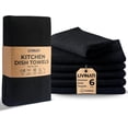 thumbnail image 1 of Highly Absorbent Cotton Dish Towels for Drying - Set of 6 Black Kitchen Towels - 18"X28" Lint Free Waffle Weave Cloth Linen Hand Bathroom Bulk Dishtowels, 1 of 3