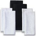 thumbnail image 1 of Highly Absorbent Cotton Kitchen Towels for Drying Dishes - Set of 6 Dish Towels - Narrow Black Stripes Plaid Waffle Dishtowels - 18"X28" Large Lint Free Linen Tea Hand Bulk T Towls, 1 of 3