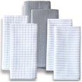 thumbnail image 1 of Highly Absorbent Cotton Kitchen Towels for Drying Dishes - Set of 6 Dish Towels - Narrow Light Gray Stripes Plaid Waffle Dishtowels - 18"X28" Large Lint Free Linen Tea Hand Bulk T Towls, 1 of 3