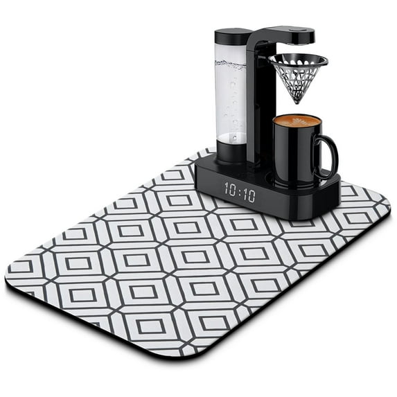 Highly Absorbent Diatom Mud Coffee Drying Mat, 19.5x12in Upgrade Kitchen Counter with Efficient Dish Drying