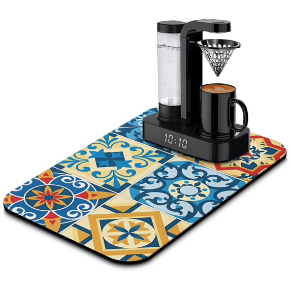 Highly Absorbent Mexican Coffee Drying Ma Large 19.5x12in Coffee Mat Perfect Kitchen Counter Gadget Made of Diatom Mud for Effortless Cleaning & Multi Use