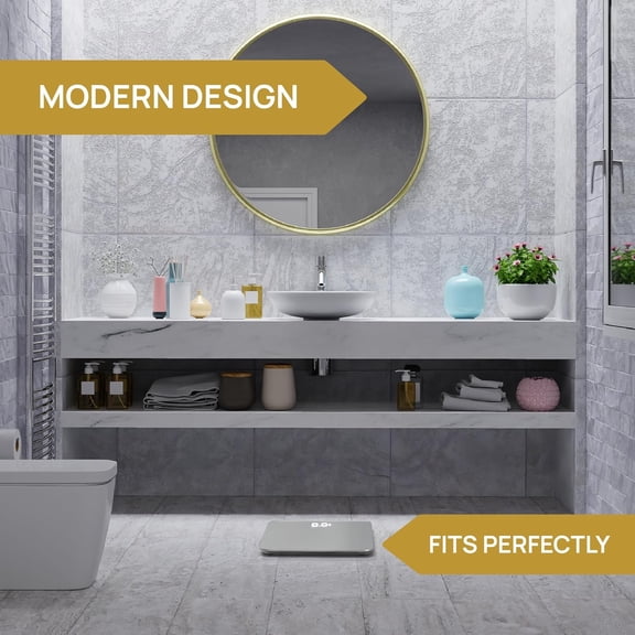 Highly Accurate Digital Bathroom Scale, Body Weight Measurement up to 400 lbs, Includes Batteries, Compact & Durable Bathroom Scale for Home Use