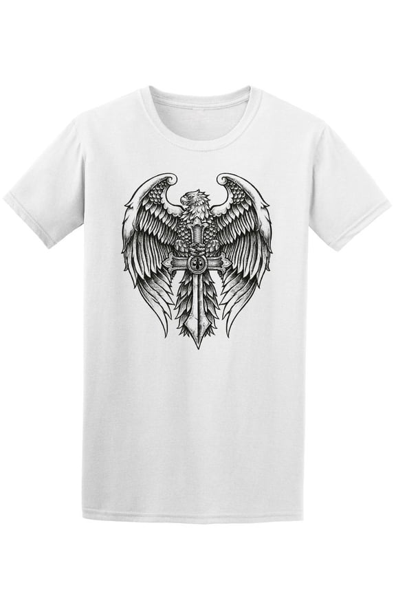 Highly Detailed Eagle With Sword T-Shirt Men -Image by Shutterstock, Male Large