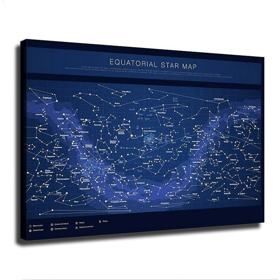 Highly Detailed Equatorial Star Map - Constellations with Star Names Poster Art Canvas Wall Decoration Home Living Room Decoration Classroom Kitchen Bedroom Aesthetics