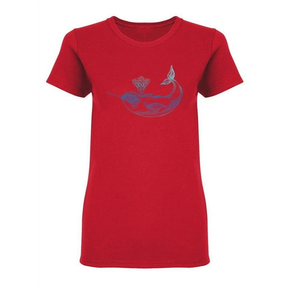 Highly Detailed Tribal Narwhal Shaped T-Shirt Women -Image by Shutterstock, Female Medium