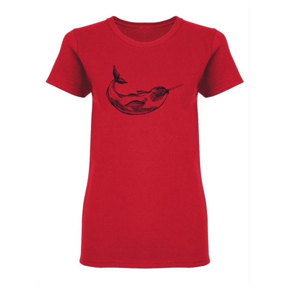 Highly Detailed Wild Narwhal Shaped T-Shirt Women -Image by Shutterstock, Female Medium