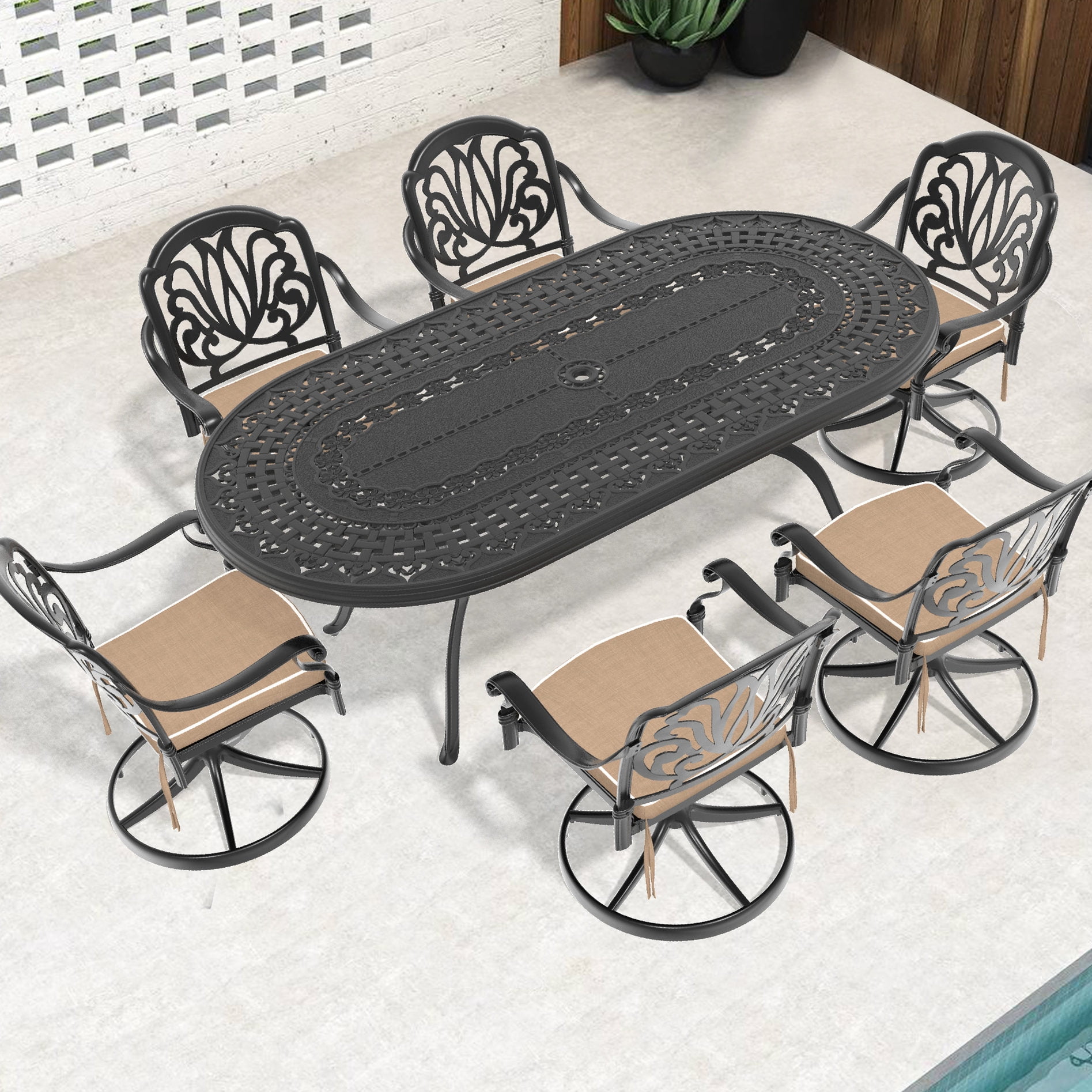 Highly Durable Aluminum Set+360-Degree Swivel Chairs”-“Outdoor ...