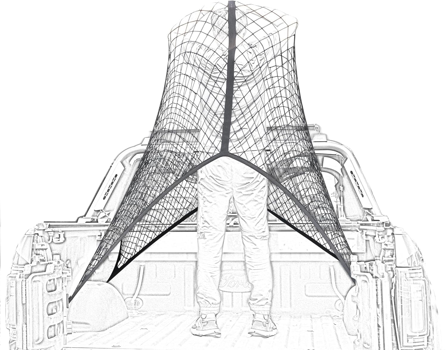 Highly Elastic Cargo Net, Simple Truck Bed Cargo Mesh Organizer, Suitable for Daily Light Loads of Trucks, 4'x4' Stretches to 7'x7' (Double Layer)
