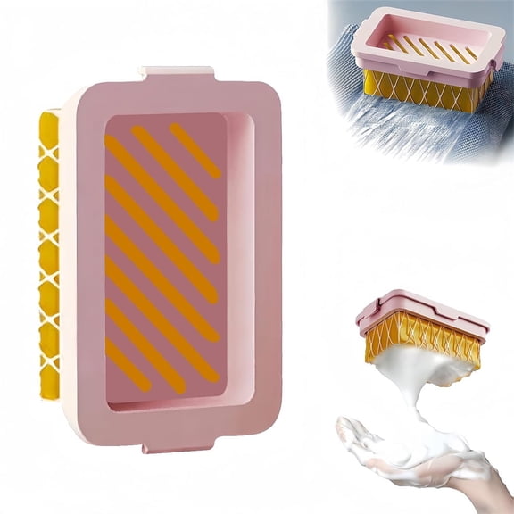 Highly Elastic Mesh Foam Soap Box,Soap Cleaning Storage Foaming Box for Household,Multifunctional Hand-Free Lathering Soap Box,Soap Box for Kitchens,Set of 2,Pink