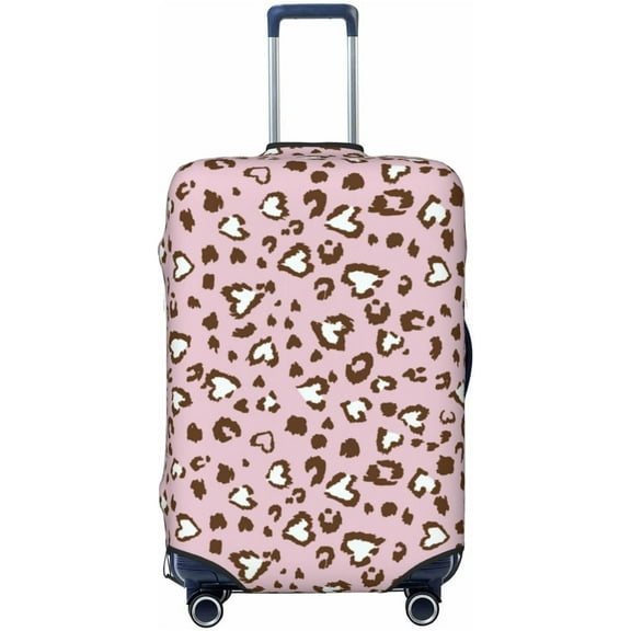 Highly Elastic Spandex Suitcase Cover Luggage Cover Protector Large Fits 25 to 28 Inch Leopard Pink Prints