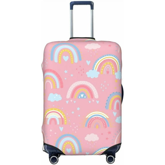 Highly Elastic Spandex Suitcase Cover Luggage Cover Protector Small Fits 18 to 21 Inch kids Rainbow Pink Prints