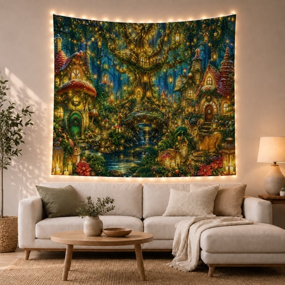 Highly Forest During With Magical Twilight Detailed Massive, Mystical Fantasy for Space Lovers, Galaxy Room Decor, Mother's Day Gift, Tapestry Wall Hanging for Bedroom and Dorm