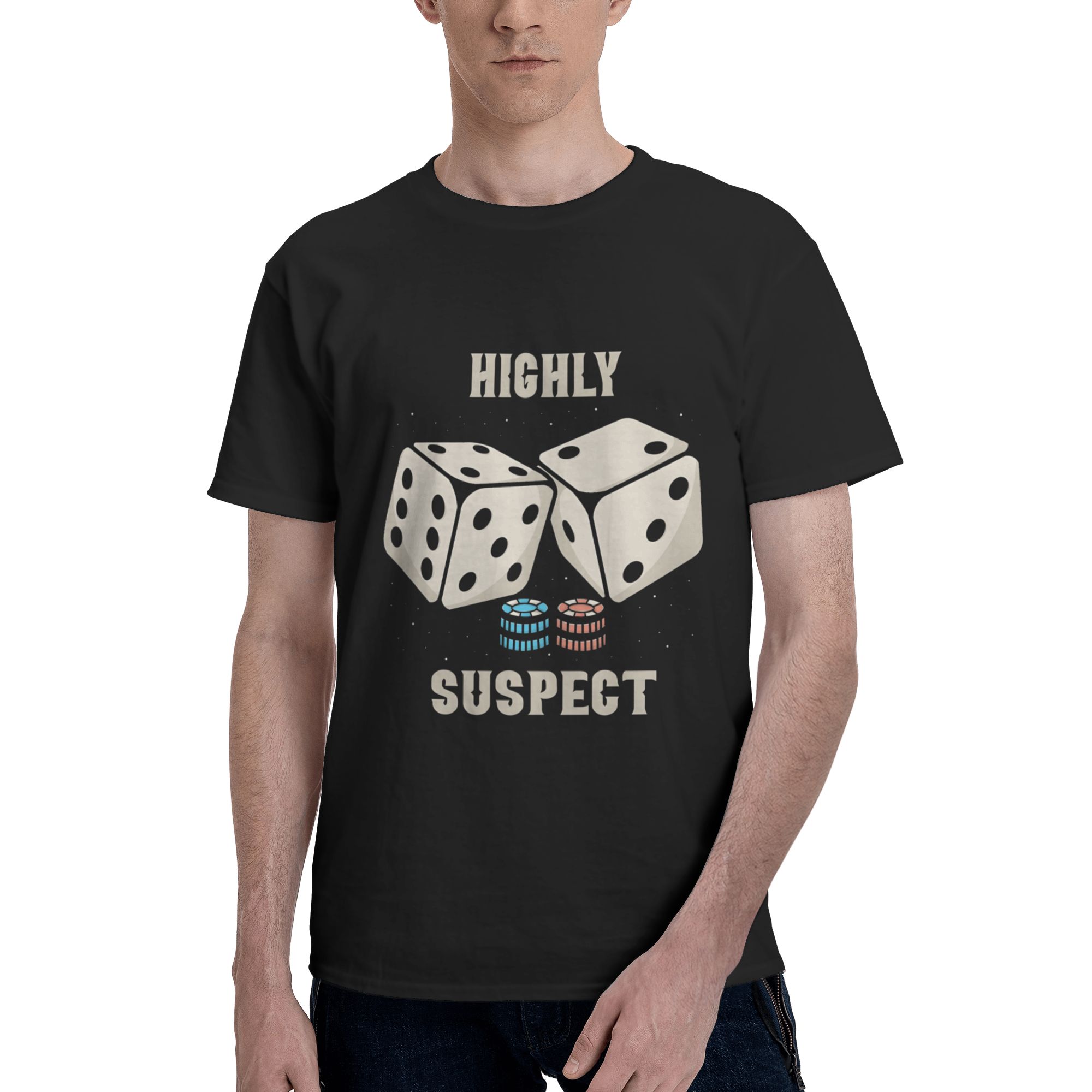 Highly Music and Suspect Hipster Men’s T-Shirt Cotton Short-Sleeve Crew Neck Shirt Black XX-Large