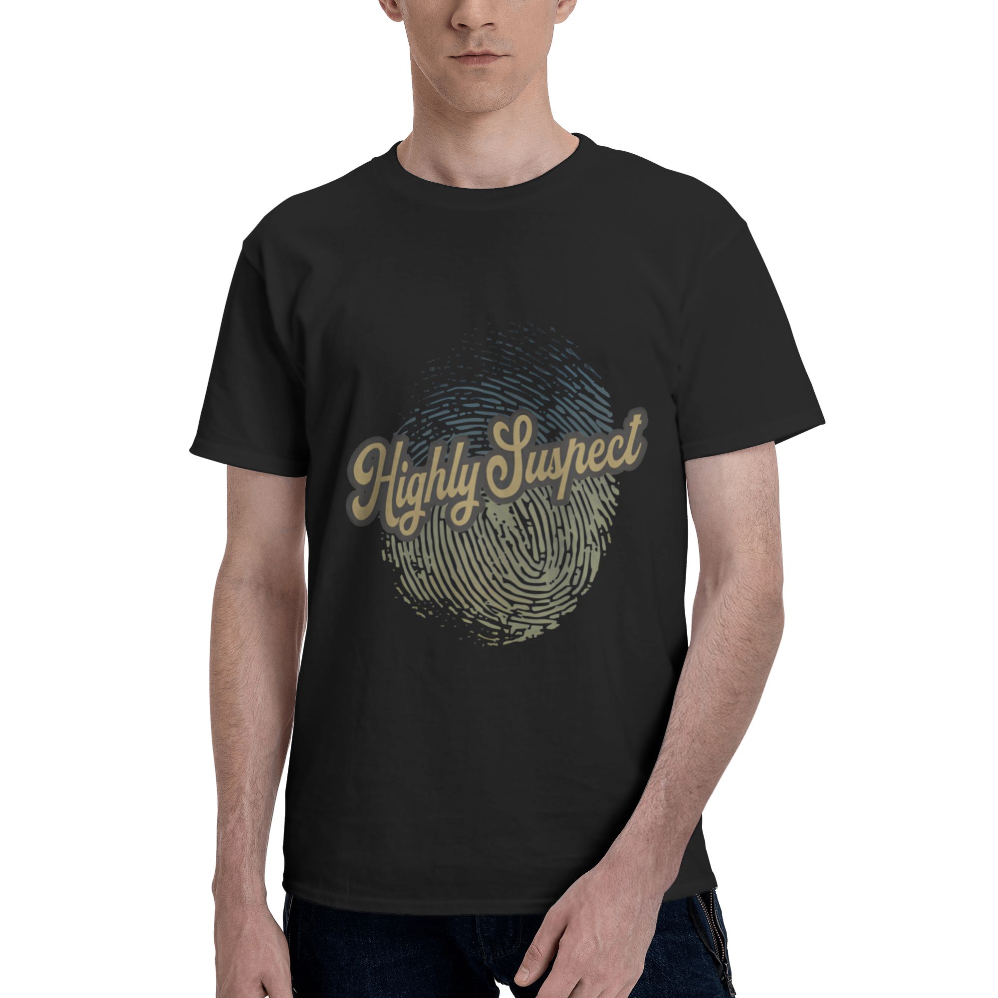 Highly Music and Suspect Official Men’s T-Shirt Cotton Short-Sleeve Crew Neck Shirt Black Medium