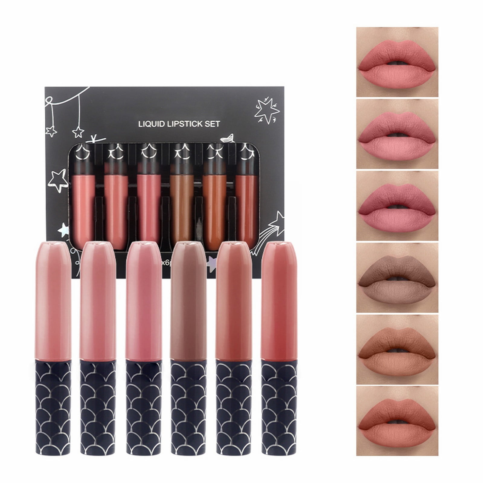 Highly Pigmented Color Fish Scale Lip Glaze Six Sets Diamond