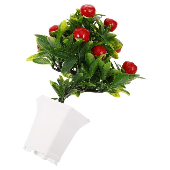 Highly Simulation Artificial Small Apples Tree Model Desktop Potted Plant Decoration Indoors Fake Plant