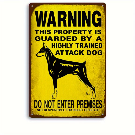 Highly Trained Attack Dog On Premises - Do Not Enter Liability Disclaimer Security Alert Notice, Wall Decor 12x8 Inch
