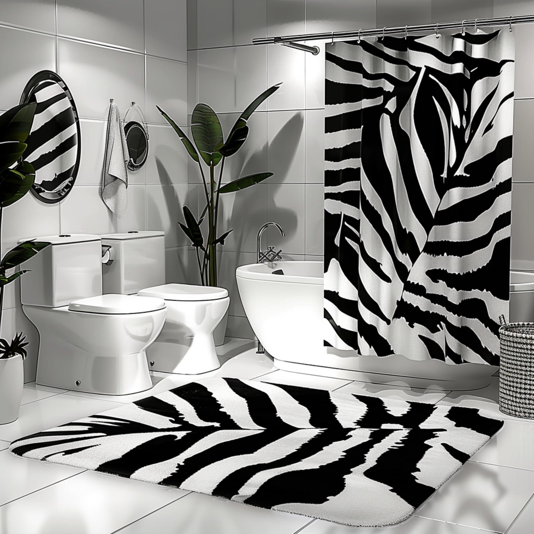 Highly detailed hyper realistic zebra print shower curtain in a ...