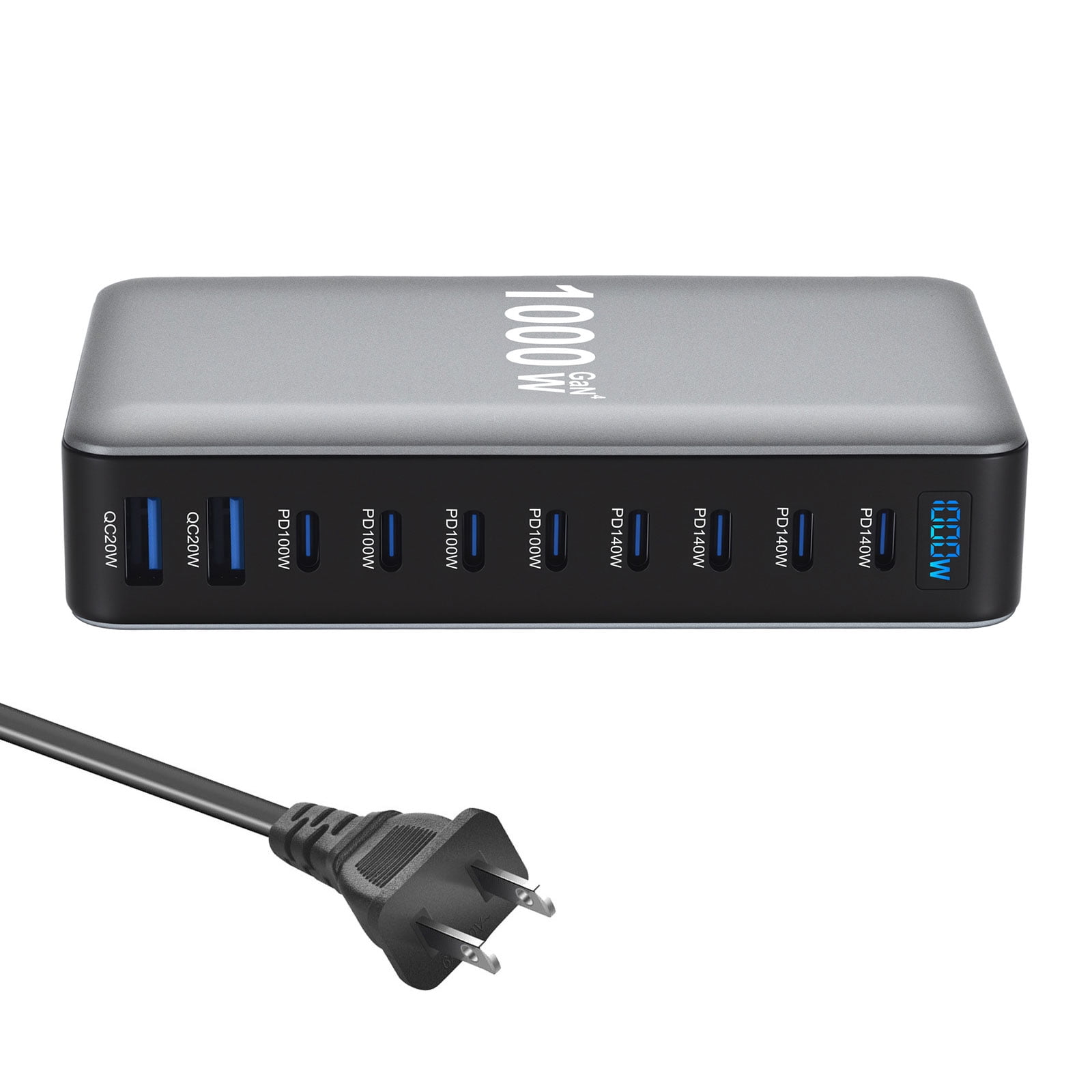 Highly speed 1000W Charging 10Port Compactly Charging Hubs Wide Device Compatibility Durability ABS Build Long Last