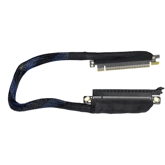 Highly speed PCIe5.0 X16 Left Exit Graphics Card Risers Cable 180 Degree Angled Design with Silver Coated Contacts