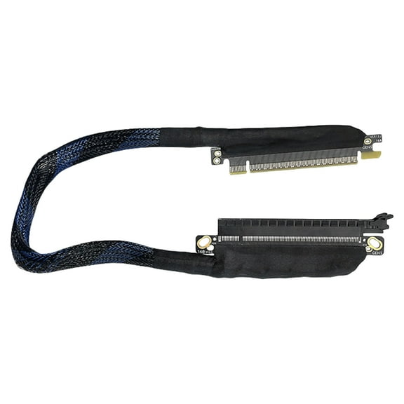 Highly speed PCIe5.0 X16 Left Exit Graphics Card Risers Cable 180 Degree Angled Design with Silver Coated Contacts