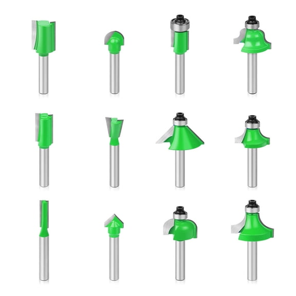 Highly speed Steel Router Bit Set 12pc 1/4Inch Shank For MultiMaterial Crafting Projects Wood Plastic Composite Materials