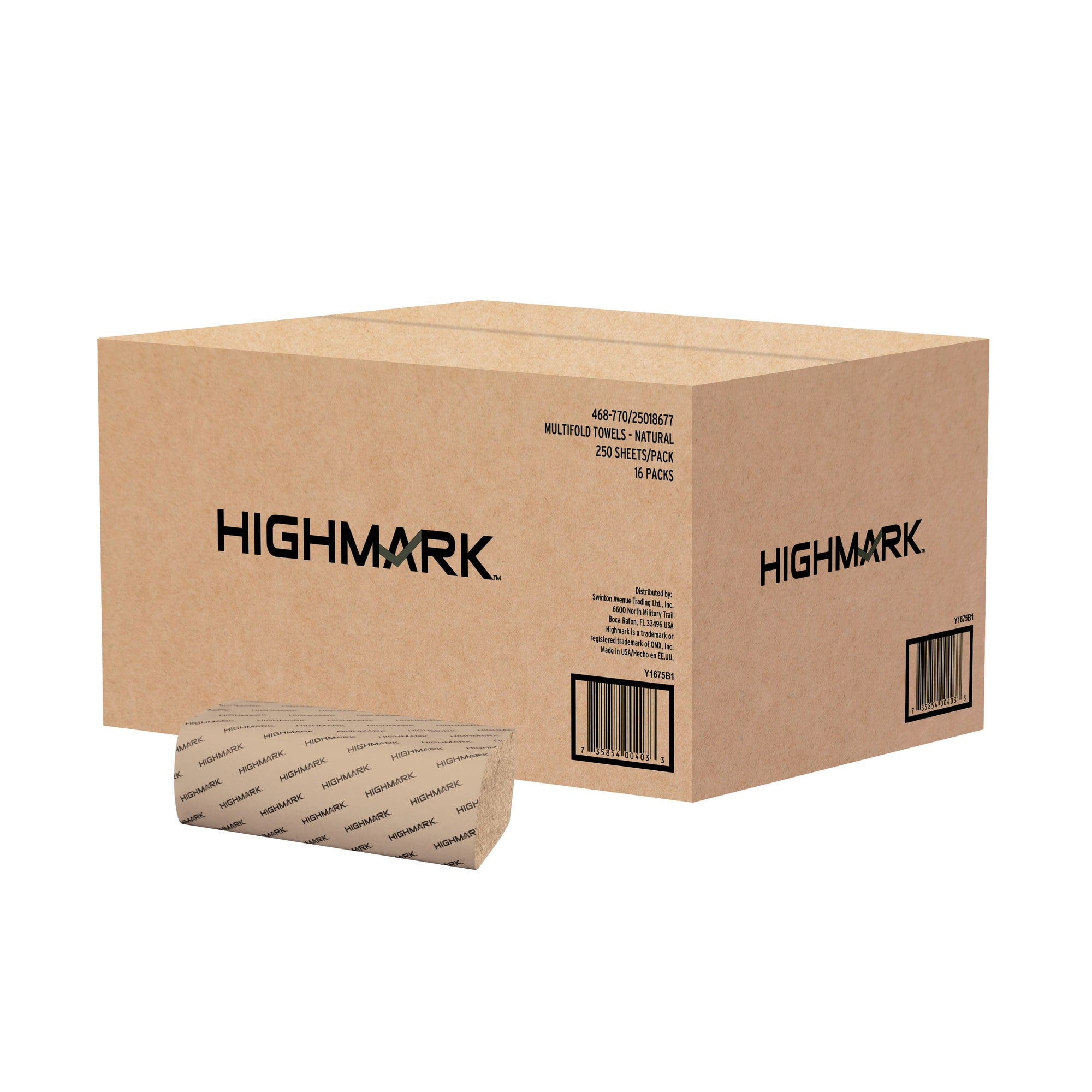 Highmark® 100% Recycled Multifold Paper Towels, 9 1/4" x 9 1/4", Natural, 250 Towels Per Sleeve, Case Of 16 Sleeves