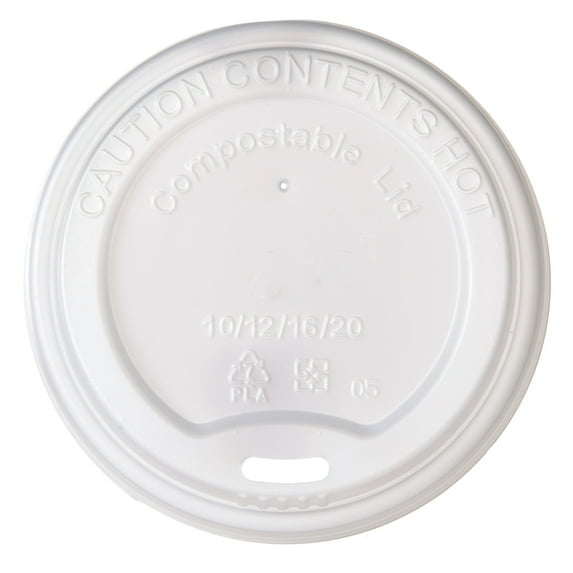 Highmark® Compostable Hot Cup Lids, 10-20 Oz, Translucent White, Pack Of 50