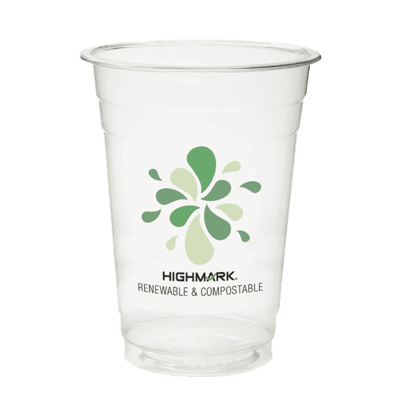 Highmark ECO Compostable Plastic Cups, 16 Oz, Clear, Pack Of 500