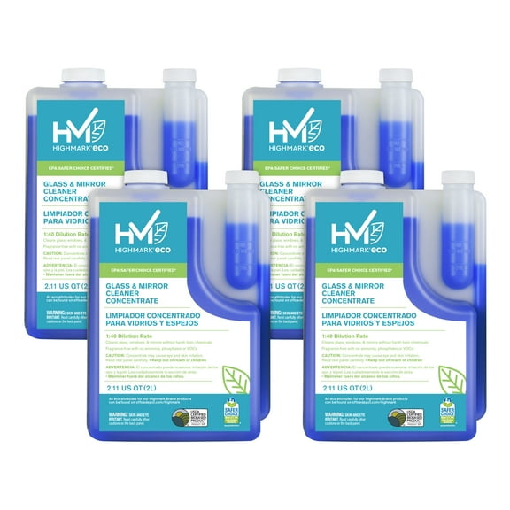 Highmark ECO Glass And Mirror Cleaner Concentrate, 2 Liters, Case Of 4 Bottles