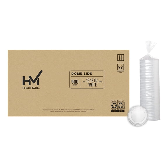 Highmark Insulated Hot Cup Lids, White, Pack Of 500, LTG12/16