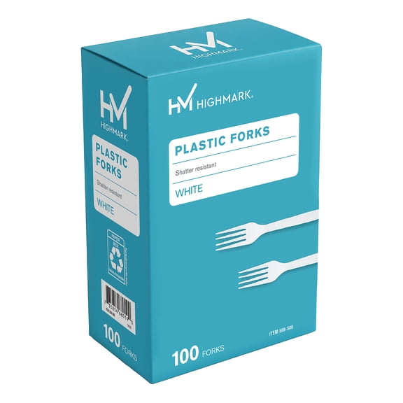 Highmark Medium-Length Polystyrene Forks, Pack Of 100, 11592